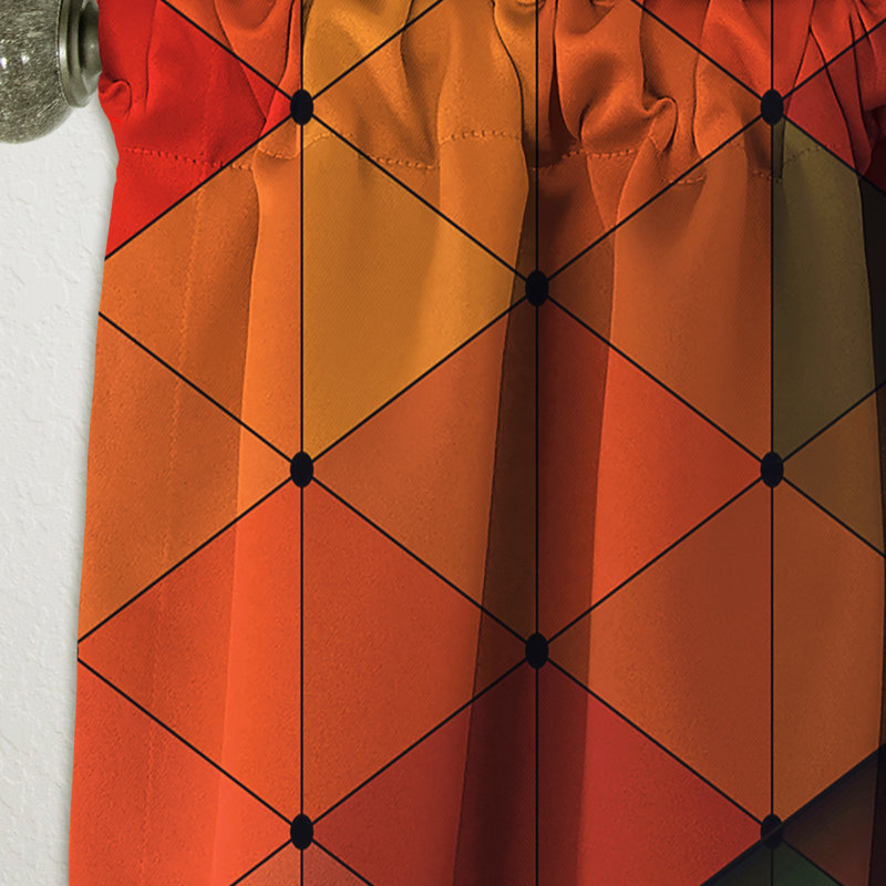 Panneau de rideau occultant moderne géométrique losange jaune, rouge et vert, L 52 po x L 63 po