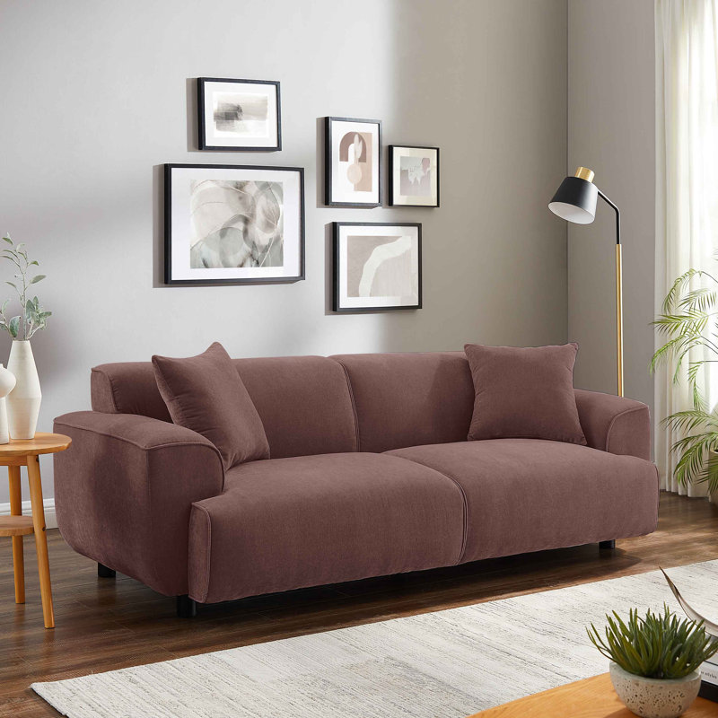 Minimore Modern style sofa 91" W Upholstered 3-Seater Sofa , Lavender Rayon/Viscose