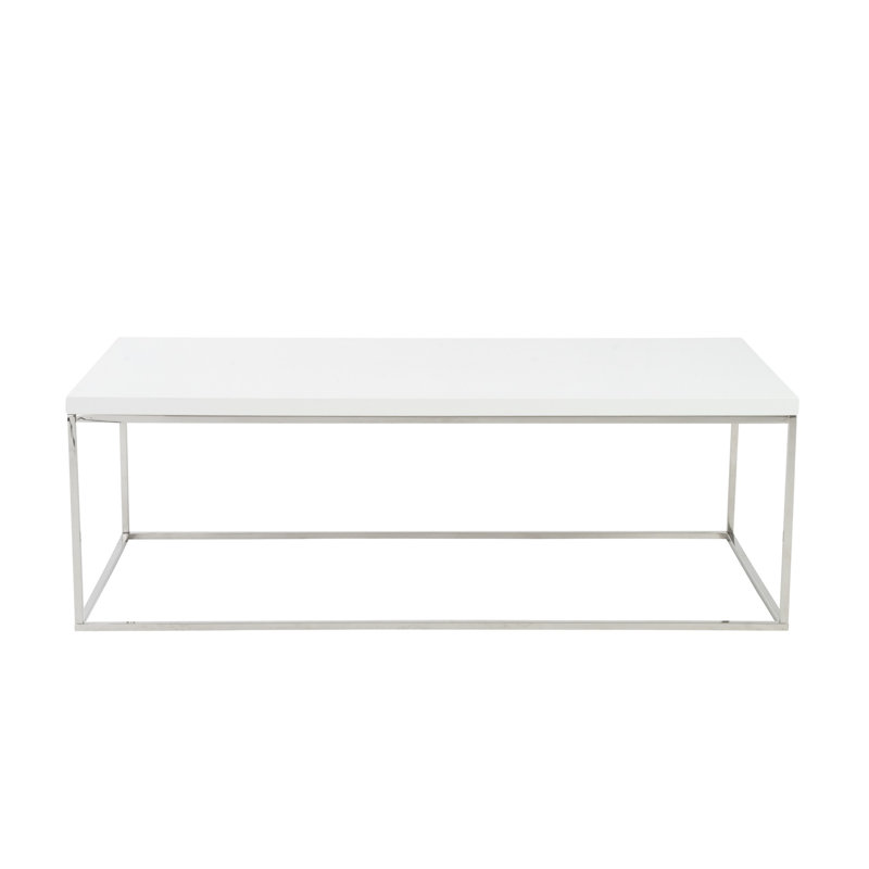Kylie 47" Metal Coffee Table, Wihte, Silver