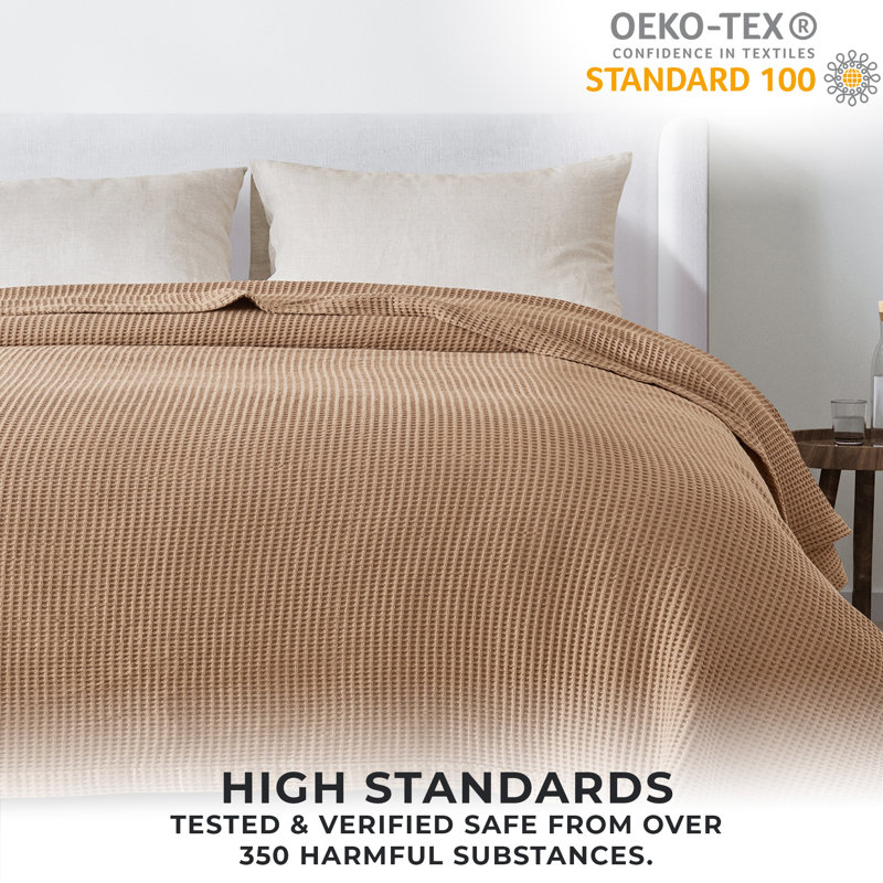 Toffee Cotton Waffle Weave 50" x 60" Throw Blanket