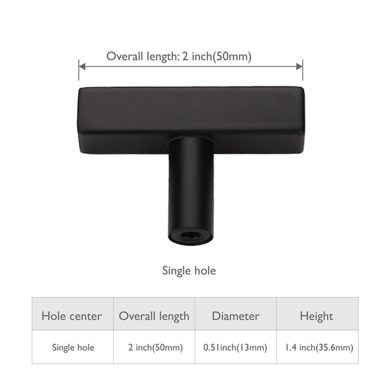 Square Knob, Black Matte