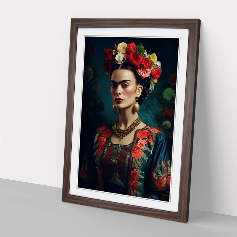 Frida Kahlo Digital No.2 - Framed Print, Walnut, 64cm H x 46cm W x 2cm D