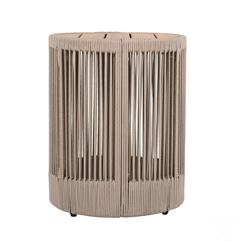 Table d'appoint d'extérieur en corde de rotin et bois d'acacia - Meubles de patio