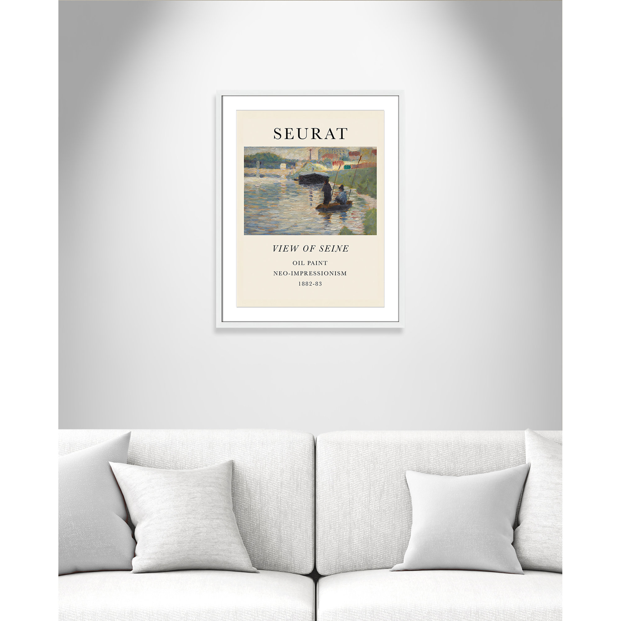 View Of Seine by Georges Seurat, White Single Picture Frame, Yes, 29.5" H x 23.5" W x 1.25" D