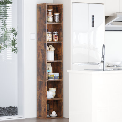 Tall Narrow Bookshelf Vertical Storage Rack Multi-Tier Open Display Stand Space Saving Shelving Unit for Living Room Bedroom Home Office Adult Use