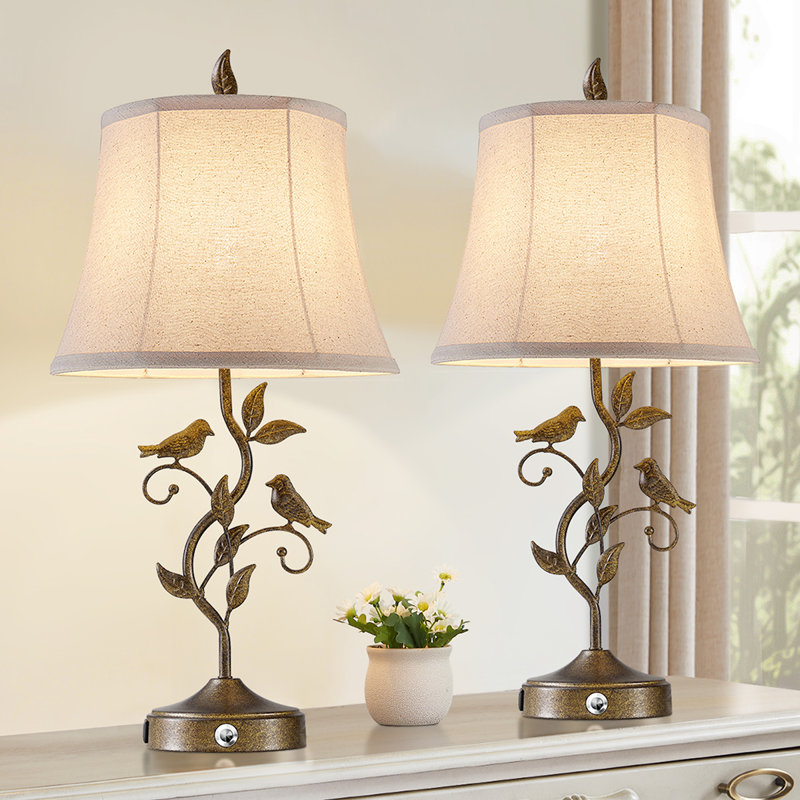 Irma 26" Farmhouse Tree Branch Table Lamp set with Touch 3-Way Dimming & Dual USB(set of 2)