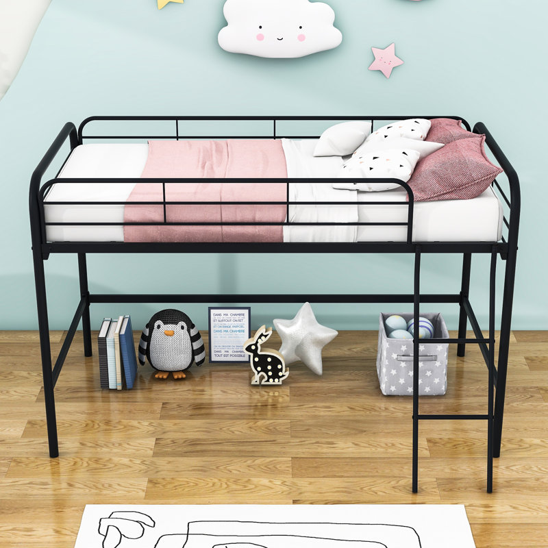 Alodi Twin Size Metal Loft Bed with Ladder