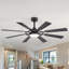 52 po. Ventilateurs de plafond noirs avec lumières - Ventilateur de plafond intérieur avec lumière et télécommande, 8 pales, ventilateur de plafond moderne réversible pour chambre à coucher