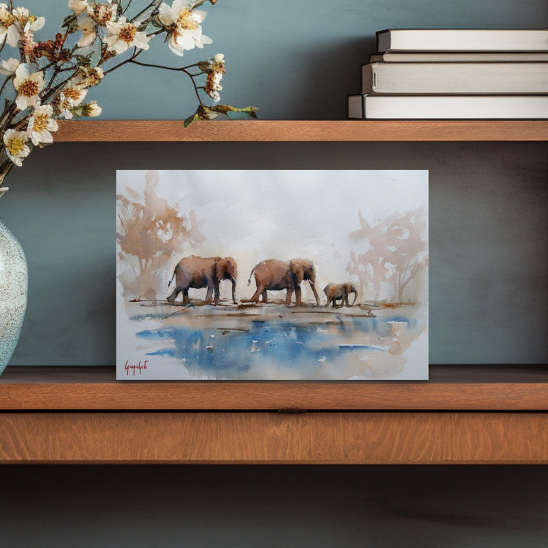 Éléphant 24, art mural contemporain, H 12 po x l 18 po