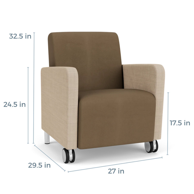 Fauteuil d'invité de réception Ravenna, Acier brossé, Chambray calcaire / Patriot Plus taupe, Avec des roulettes