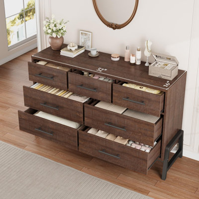 Capacity 7-Drawer Cabinet. Black 52-Inch  Freestanding Storage Unit. Walk-In Closet or Living Room Organization System