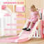 AIYAPLAY Kids Slide 5 in 1 Toddler Slide Set Frog Theme Ages 1-3 Pink