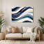 Art mural horizontal rayé bleu marine, blanc et vert-1481832668