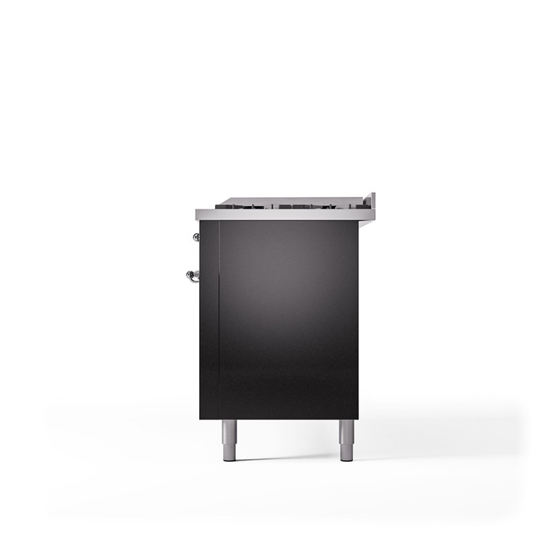 ILVE Nostalgie II 60 in Dual Fuel Range, 9 Burner, Griddle, Liquid Propane, Glossy Black/Chrome