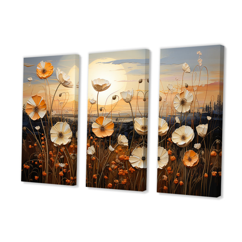 «Beautiful Warm Warm Field IV - Flower», ensemble d'art mural, H 32 po x l 48 po x P 1 po