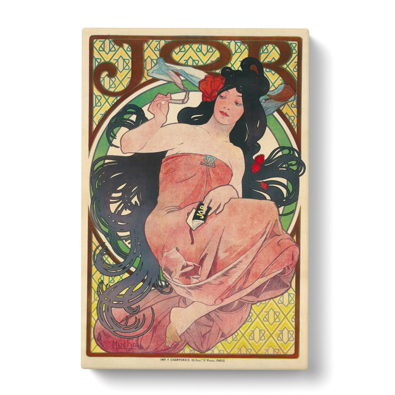 Job Vol.1 by Alphonse Mucha - Wrapped Canvas Painting, 50cm H x 35cm W x 3cm D