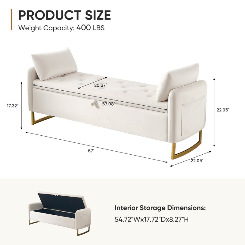 Velvet Upholstered Storage Bench