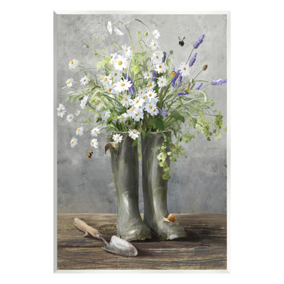 Aw-987-Framed " Gardening Boots Bouquet " by Danhui Nai