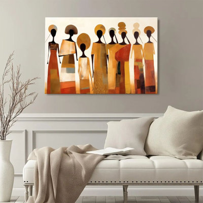 Impression sur toile encadrée de 1 femme africaine, coiffures et vêtements traditionnels, expressionnisme abstrait, art mural, décoration murale parfaite pour chambre à coucher, salon, bureau, cuisine, salle de bain, décoration intérieure rustique et moderne