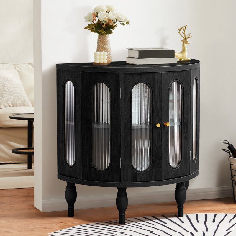 Semicircular Accent Cabinet, Black