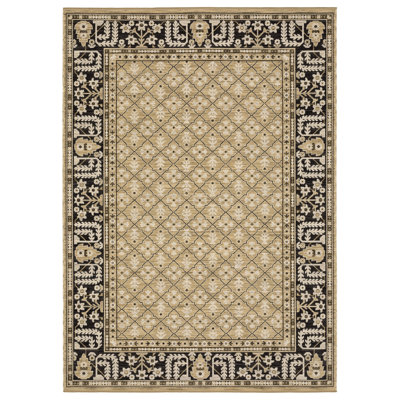 Abena Tan Charcoal Vintage Oriental Wool Rug