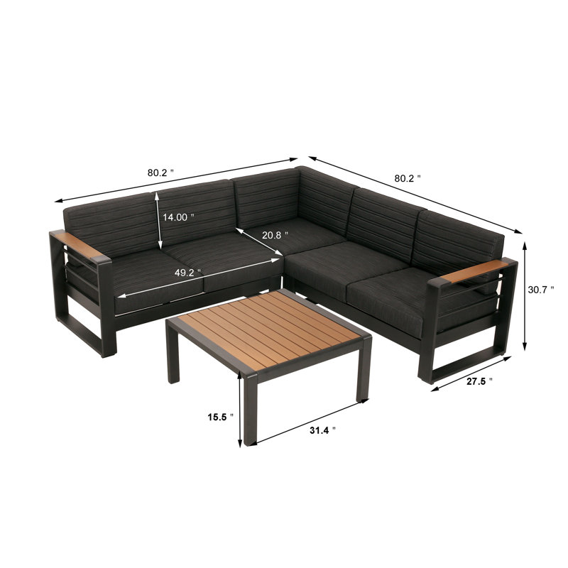 V Shaped Sofas With Table