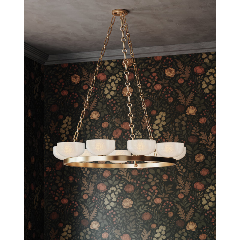 Troy Lighting Caelum Chandelier in Patina Brass, 6" H x 44.5" W x 44.5" D, 9 Lights