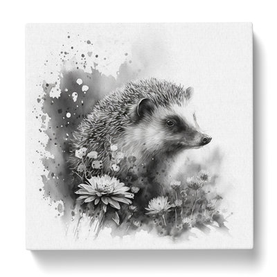 Hedgehog Ink Wash - Wrapped Canvas