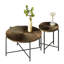 Ensemble de table basse et de table d'appoint 2 pièces avec dessus et rangement imperméables noyer brun