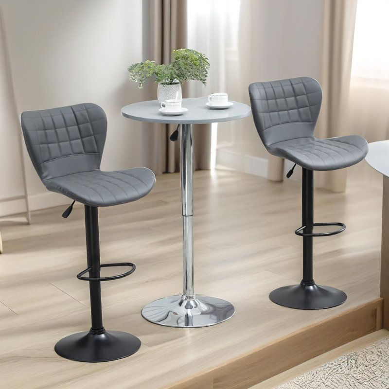 Swivel Upholstered Adjustable Height Bar Stool