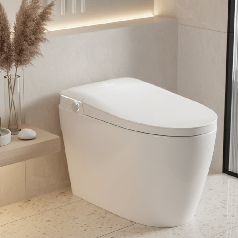 Toilette intelligente avec siège chauffant pour bidet, ouverture / fermeture automatique, bidet intégré, fonction de séchage et d'eau chaude