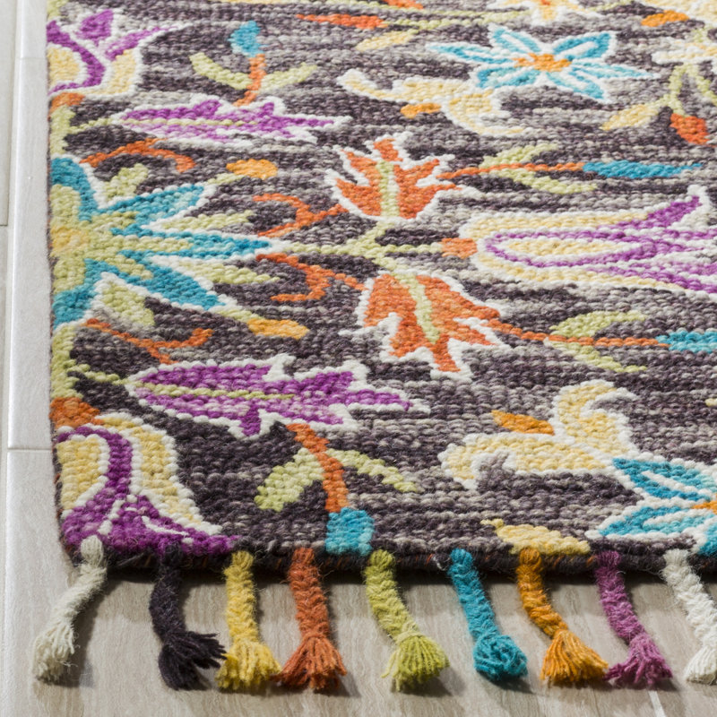 Vahakn Hand Tufted Wool Floral Rug, Rectangle 3' x 5'