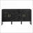 Sideboard Buffet Cabinet, 60” Mid Century Modern Black Storage with Adjustable Shelves &amp; Outlet Holes | P2 Grade MDF | Solid Wood Feet