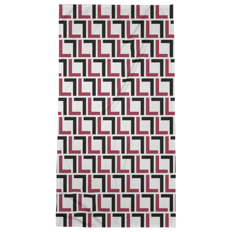 Bath Towel, White/Red/Black
