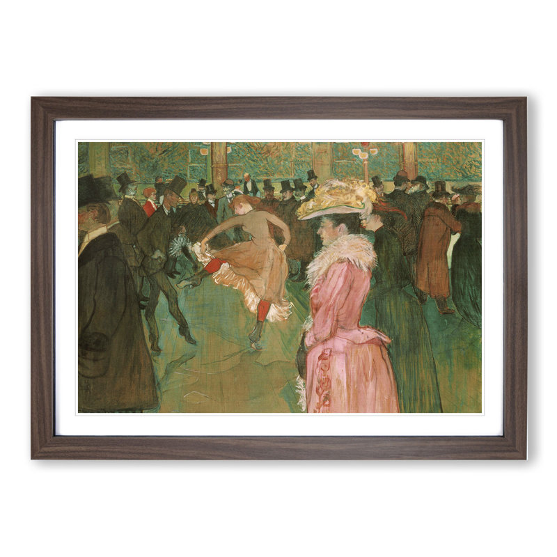 At the Cabaret Dance by Henri De Toulouse-Lautrec - Picture Frame Painting, 36cm H x 48cm W x 2cm D, Walnut Framed