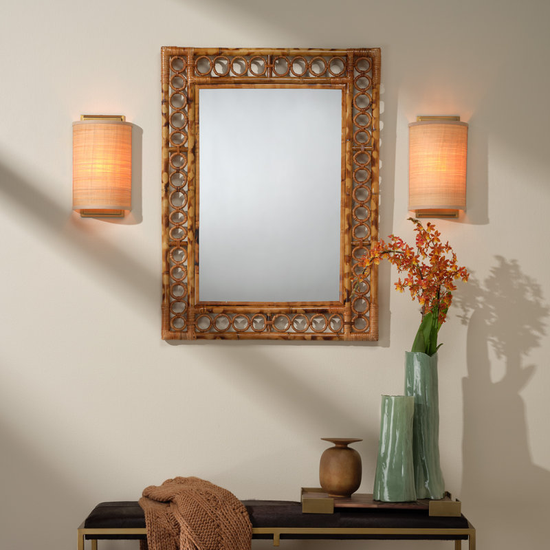 Riley Raffia 1-Light Wall Sconce, Beige