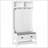 Hall Tree 3-in-1 Entryway Bench with Coat Rack, Shoe Rack &amp; Drawers | Modern | White | P2 MDF