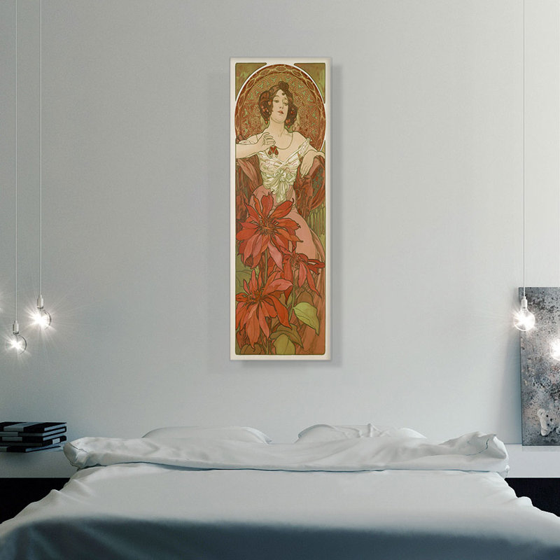 «Precious Stones Ruby 1900» par Alphonse Mucha, reproduction d'art sur toile panoramique, H 60 po x l 20 po x P 1,5 po