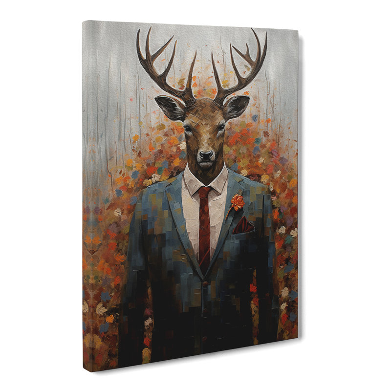 Stag Expressionism Art - Wrapped Canvas, 60cm H x 40cm W x 3cm D