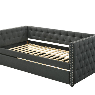Romona Gray Fabric Daybed W/Trundle (Twin)