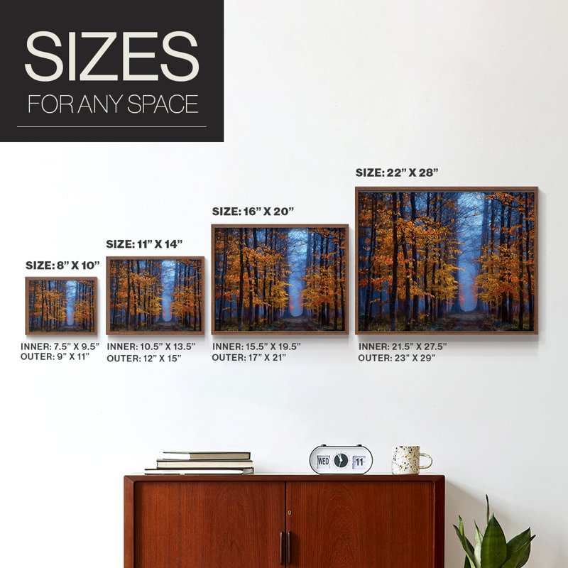 The Path of -Framed Print - Restickable, H 8 po x l 10 po, Noyer