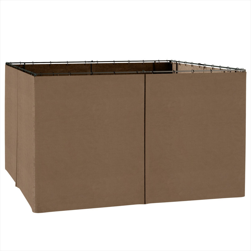 Ensemble de rideaux à fermeture à glissière avec anneaux en C pour gazebos 9,84 pi x 11,8 pi, polyester de ton brun, 4 panneaux