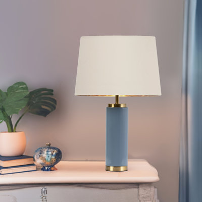 Cylinder 55cm Metal Ceramic look Table Lamp