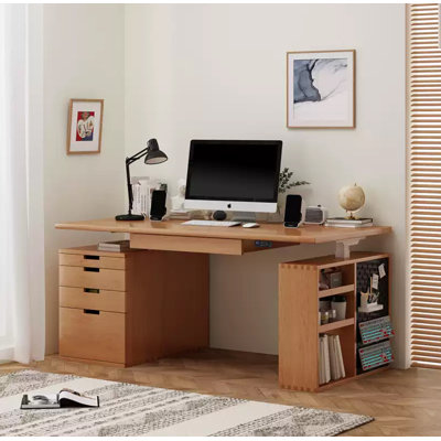 Solid Wood Electric Height - Adjustable Standing Desk