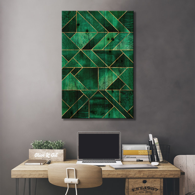 «Abstract Nature - Emerald Green» par Elisabeth Fredriksson - impression d'art graphique, H 40 po x l 26 po x P 1,5 po