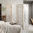  66" Boho 4-panel Room Divider With Carved Pattern & Solid Wood Frame 360° Hinges