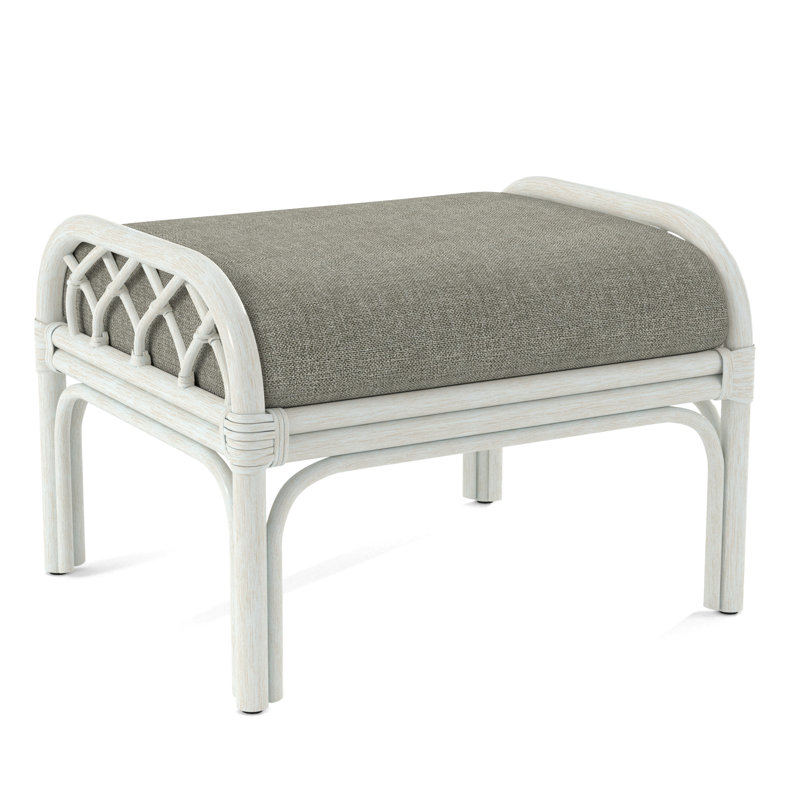 Edgewater Ottoman, Bisque, White Performance Fabric; 0851-94