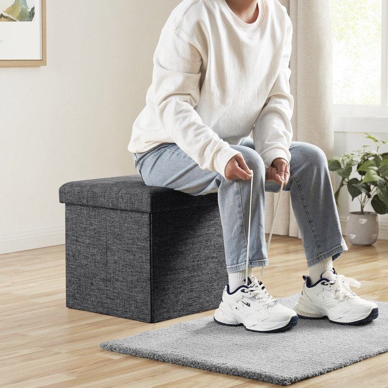 Repose-pieds carré avec rangement de 15 po - Ensemble de 2, Gris foncé