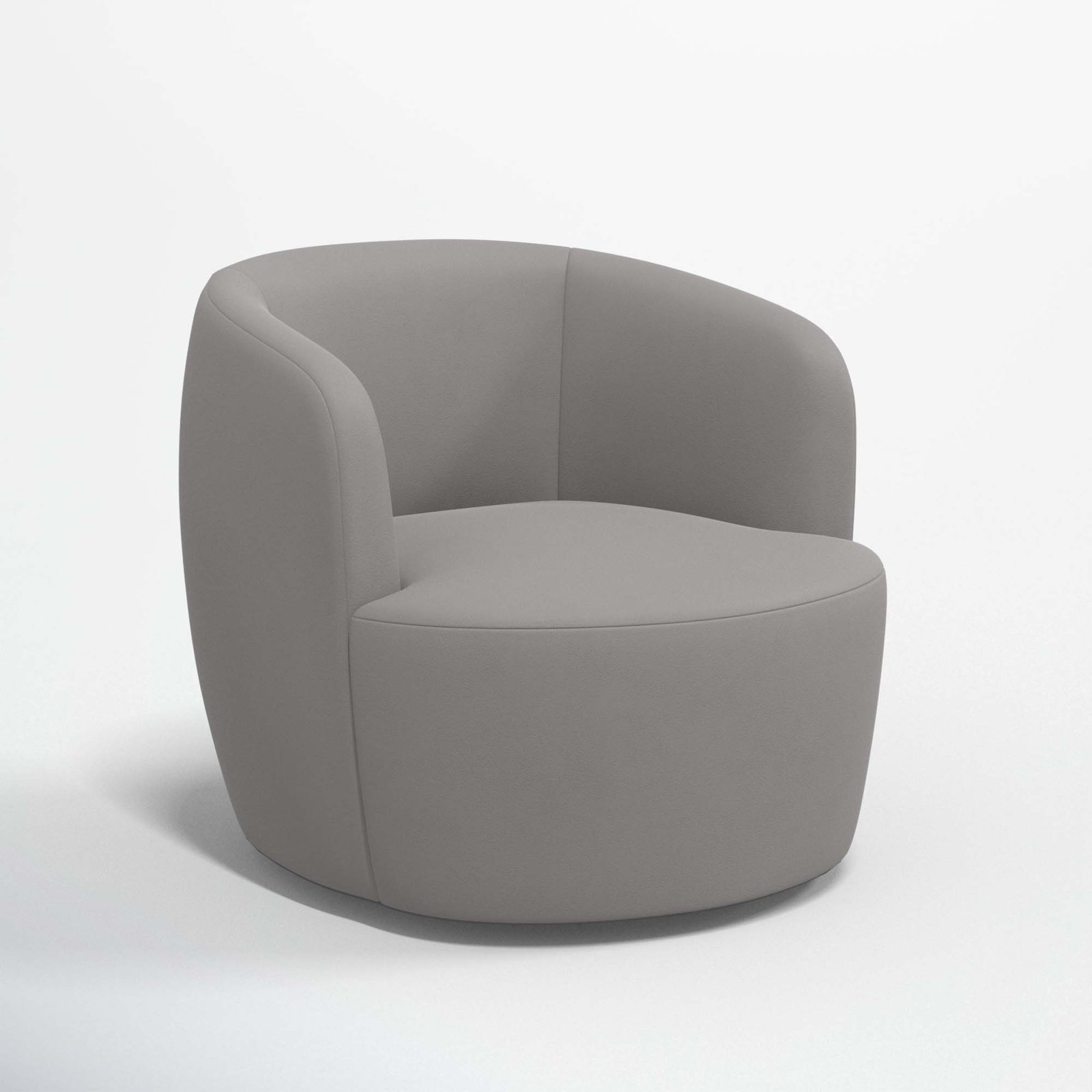 Mina Swivel Barrel Chair, Classic Otter Performance Velvet