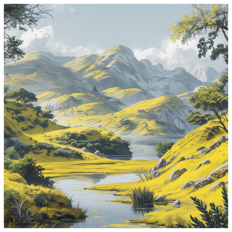 Couvertures Yellow Green Hills, L 60 po x H 80 po